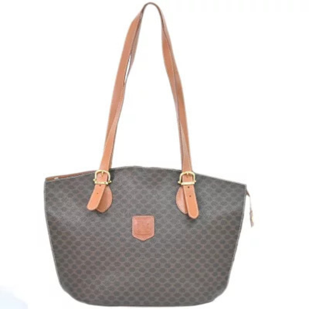 Celine Macadam Shoulder Bag Tote Brown